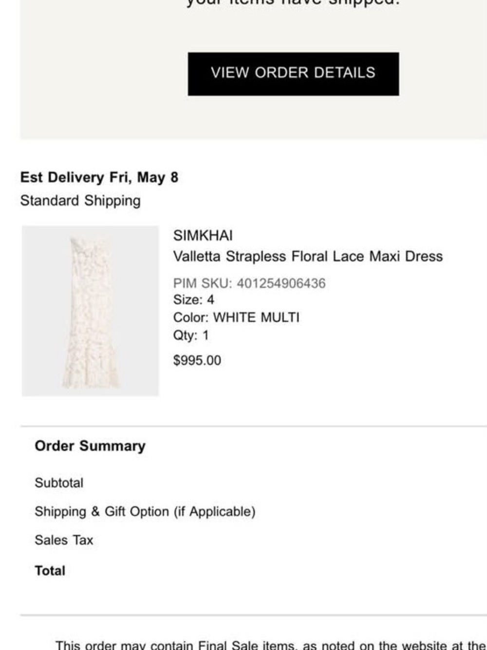 SIMKHAI Strapless Floral Lace Maxi Dress in White Multi